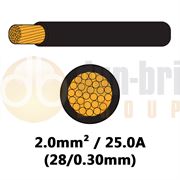 DBG Single Core High Temp Thinwall PVC Automotive Cable 28/0.30 2.0mm² 25.0A - BLACK - 5m - 540.4104HT/5B