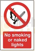 DBG NO SMOKING NAKED FLAMES Sign 360x240mm (Self Adhesive) - Pack of 1