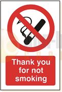 DBG THANK YOU NOT SMOKING Sign 360x240mm (Foamex) - Pack of 1