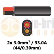 DBG 2 Core Thinwall PVC Automotive Flat Cable 2x 44/0.30 3.0mm² 33.0A - BLACK (Black/Red) - 30m - 540.4204HT/30B.