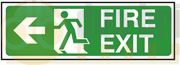 DBG FIRE EXIT LEFT ARROW Sign 360x120mm (Self Adhesive) - Pack of 1