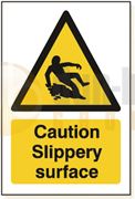 DBG CAUTION SLIPPERY SURFACE Sign 360x240mm (Self Adhesive) - Pack of 1