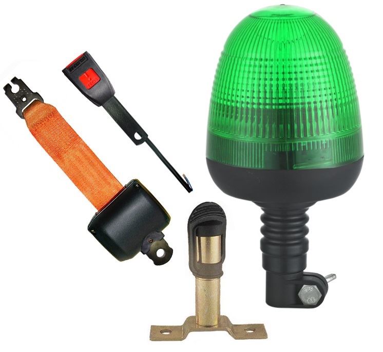 12-24V LED Beacon Green Flexible DIN Pole Mount Flashing Seatbelt Safety Warning 