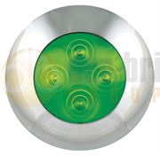 LED Autolamps 75CLG (75mm) GREEN 4-LED Round Interior Light with CHROME Bezel 12V