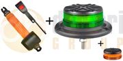 DBG/SECURON Slimline Single Bolt LED Beacon + GREEN Lens + Seatbelt Kit 12/24V