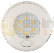 LED Autolamps 79BWWR12 (79mm) WHITE 6-LED Round Interior Light with SWITCH WHITE Bezel 70lm 12V