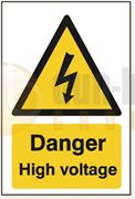 DBG DANGER HIGH VOLTAGE Sign 360x240mm (Self Adhesive) - Pack of 1